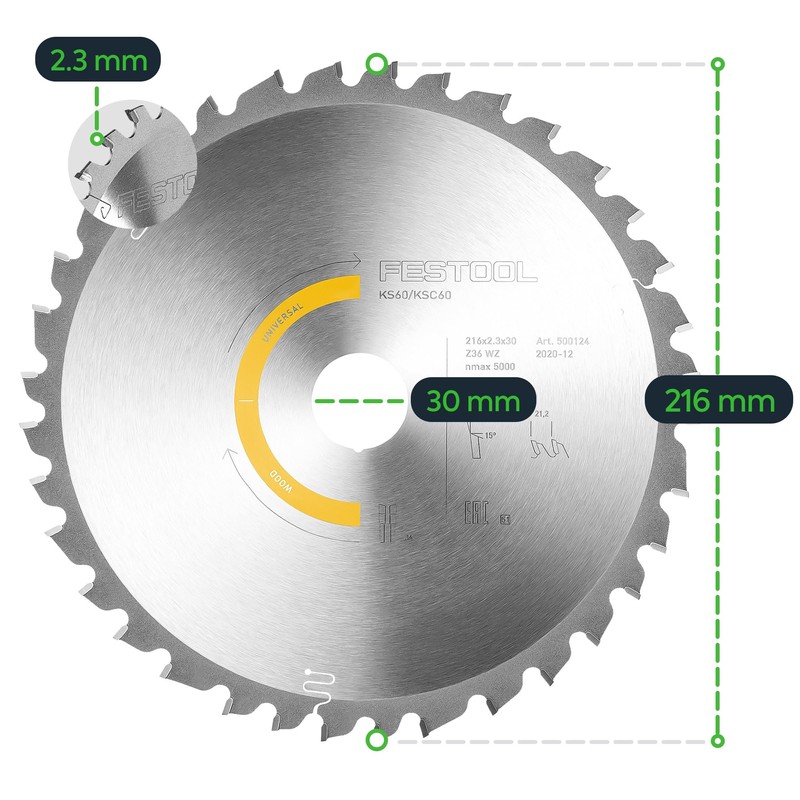 Festool Saw blade WOOD UNIVERSAL HW 216x2,3x30 W36