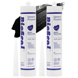Black BioSeal 100% Silicone Sealant Caulk General Purpose, Waterproof and No Odor 10.1 Ounce Cartridge -Black 2 Set