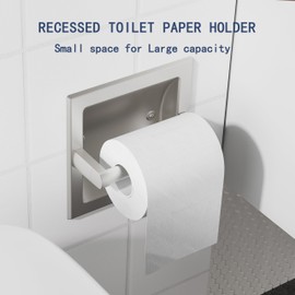 WZRUA Brushed Nickel Recessed Toilet Paper Holder,Pivoting Toilet Tissue Holder,Made of SUS304 Stainless Steel, in Wall Toilet Paper Holder with Bracket