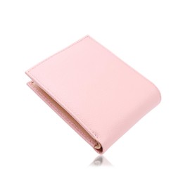 Mura Women's Bi-Color Genuine Leather Bi-fold Wallet with Anti-Skimming, pink/beige