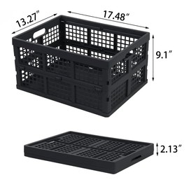 Gloreen 3 Packs 35 Quart Folding Crate Basket, Grey Collapsible Milk Storage Crates, R