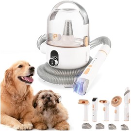 Pet Grooming Vacuum Kit, 13.4Kpa Suction for 99% Pet Hair, Dog Grooming Vacuum With 5 Professional Pet Grooming Tools, Pet Grooming Kit 2L Large Capacity Container,for Dogs Cats Pet Hair Home Cleaning
