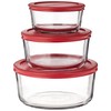 Anchor Hocking Classic Glass Food Storage Containers with Lids, Red,
