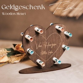 Wedding Gift for Newlyweds | Money Gift Heart Made of Wood Wedding I Birthday I Gift Money Gift Packaging Wedding Gift