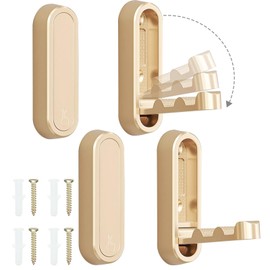 JXYT Folding Wall Hooks, 4 PCS Foldable Gold Wall Hooks, Heavy Foldable Duty Coat Hooks for Hanging Coat Towels Clothes Hat Bags Keys
