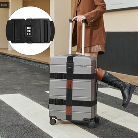 HannaFires Black Triple-Reinforced Luggage Strap with Lock – Durable Baggage Tie for Extra Protection, Cross Packing Strap for Suitcases, Secure Travel Belt for Checked Bags and Carry-Ons