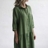 Seaside Tones Oversized Dress - Olive