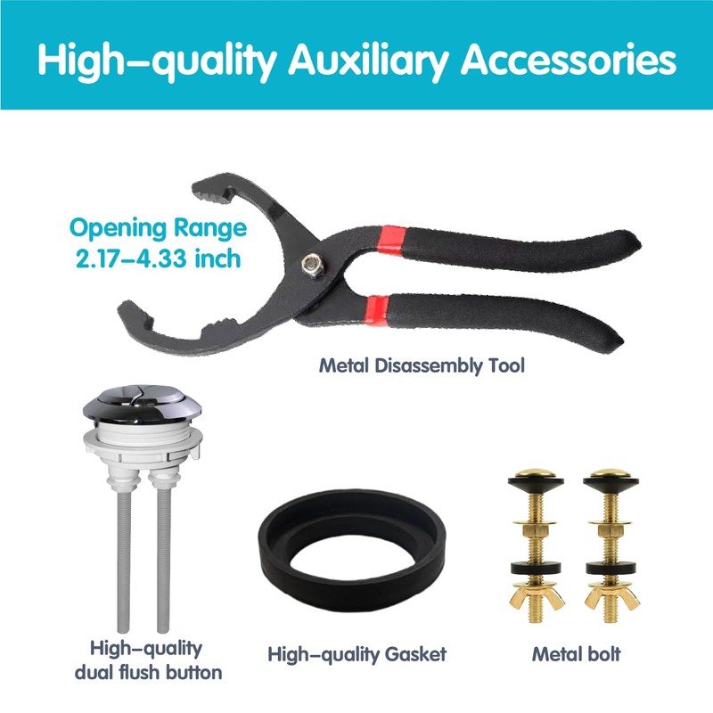 Ulinlo Pouly 3-Inch Dual Flush Valve Replacement Kit;with Metal Tool