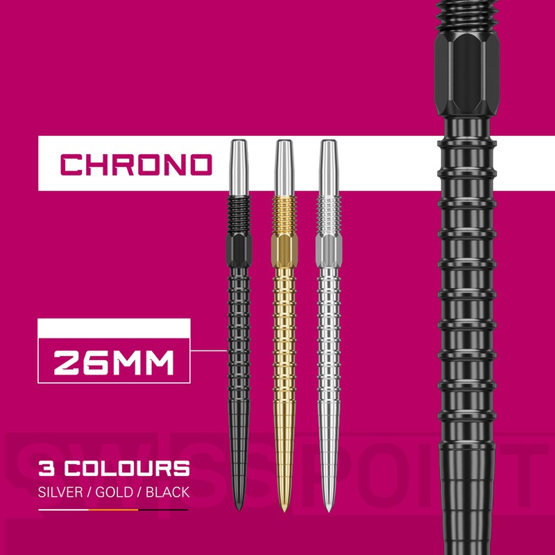 TARGET Darts Swiss Point Dart Points, Chrono (3 Pack Set