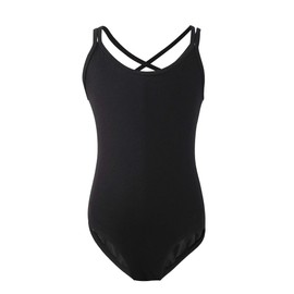 Daydance Kids Ballet Leotard Camisole Ballet Leotard for Girls/Junior Gymnastics Dance Leotards Cross Back Height 110-160CM, Black