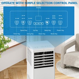 Air Conditioners 3 in 1 Portable Air Conditioner - Air Conditioner 8000 BTU, Cooling Unit Remote Control, Dehumidifier, Sleep Mode, and Window Kit.