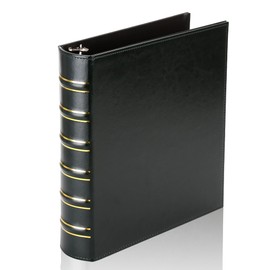 LETVPVOW Vintage Hardback 3 Ring Binder 1.5 Inch, Professional Leather Binder 3 Ring, Three Ring Binders Fits 8.5 x 11, D Ring Binders for Photo Album, Home, School and Office Supplies- Dark Green