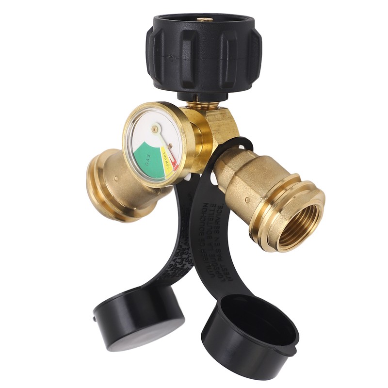 2 Way Propane Gas Splitter Brass POL to Qcc1 Y