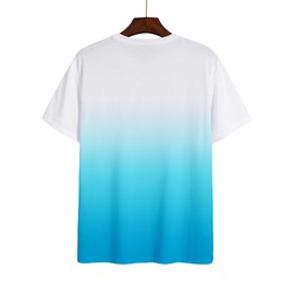 TECHNORAMA GII Men's Short-Sleeved Graphic T-Shirt Letters Fashion Printing Round Neck T-Shirt (US, Alpha, Large, Regular, Regular, White to Blue)