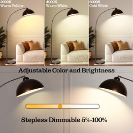 Arc Floor Lamps for Living Room, Modern 82" Tall Standing Lamp Remote Control,Stepless Dimmable Floor Lamp with Hanging Metal Shade, Over Couch Arched Reading Light for Bedroom, Office (Brown)