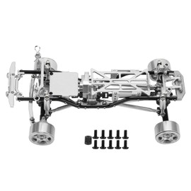 RC Car Chassis Frame Kit Aluminium Alloy Frame with Wheel Hubs for Axial SCX24 90081 1/24 RC CarSilver