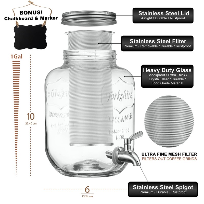 1 Gallon Cold Brew Coffee Maker - 3rd Generation Fine