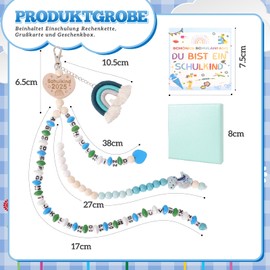 Zidoley Schultüte Jungen, Blau Dinosaurier Rechenkette 1. Klasse Junge, Einschulung Geschenk Schulkind 2025 Junge, Rechenkette Schultüte Füllung Schulkind, Inhalt Schultüte mit Grußkarte Geschenkbox