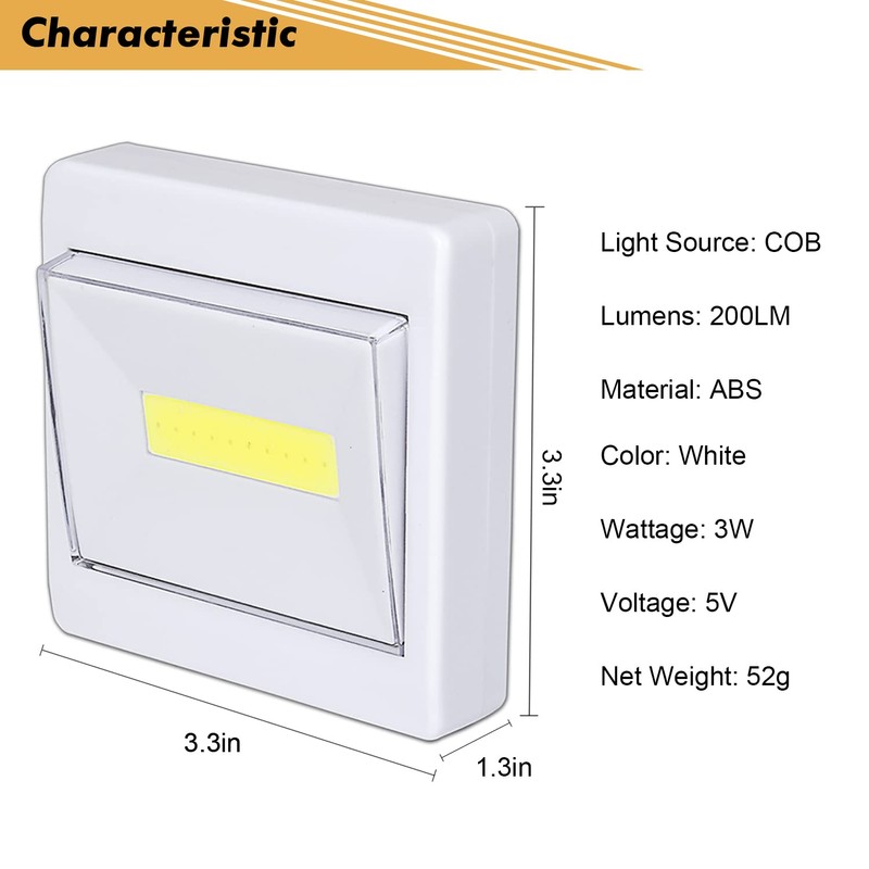TBTeek Closet Light, Super Bright, Battery Operated, Stick Anywhere, 200