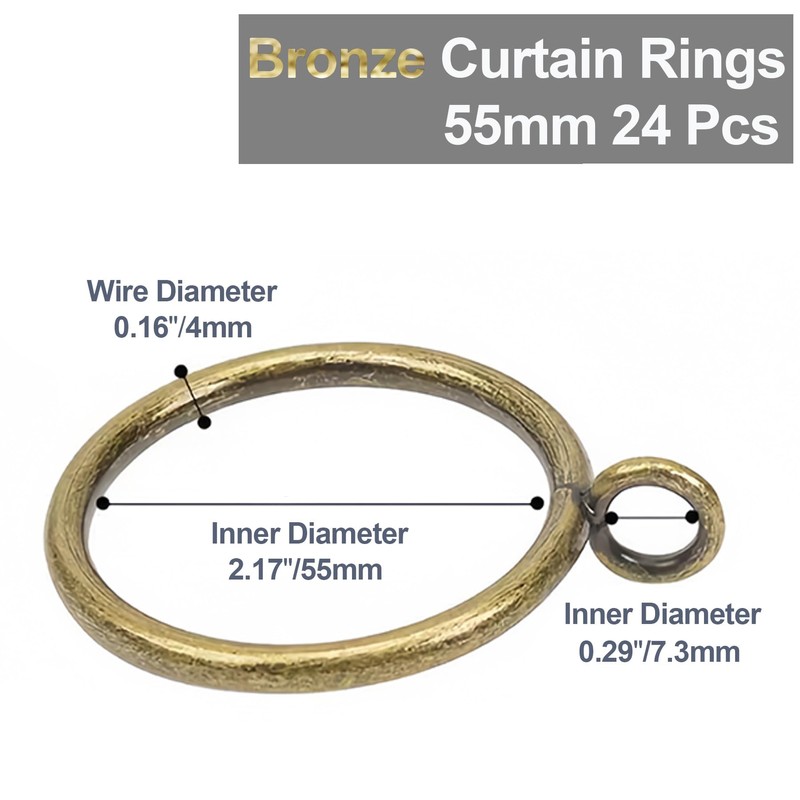 LEPEVNEY Bronze Metal Curtain Rings 55mm Inner Dia Drapery Ring