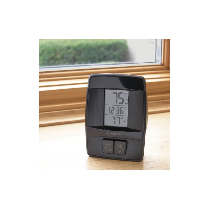 AcuRite 00606 Wireless Indoor/Outdoor Thermometer with Clock, 0.2