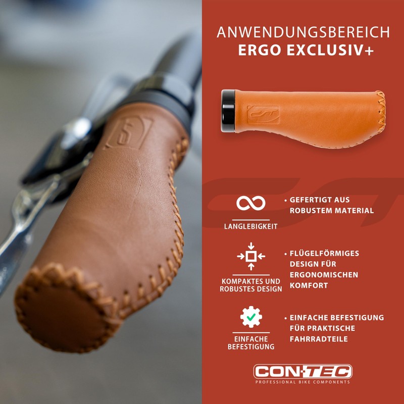 CONTEC Ergo Exclusive+ Bicycle Grips Premium Leather D3 Tri-Component Ergonomic