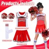LOLANTA Girls’ Red & Blue Cheerleader Costume, Including Poms, Socks,