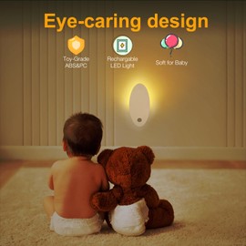DAYBETTER Night Light for Kids - Baby Night Light Warm White 3000K with USB Rechargeable Battery Operated Cordless Motion Sensor Lamp Indoor LED for Bedroom Hallway Stair