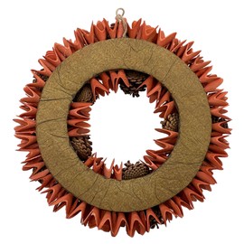 Galt International 18” Orange Woodchip Pinecone Fall Wreath for Front Door Wreath Beautiful Indoor and Outdoor Wreath for Harvest Thanksgiving Autumn