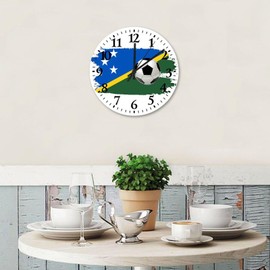 Minimalist Wood Clock Silent Non-Ticking Large Numbers Battery Operated Football Theme Solomon Islands Beautiful Wood Clocks Favors Sport Player Gym Wooden Wall Decor for Washroom Classroom Gym 12"