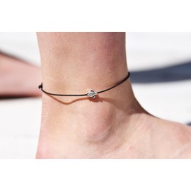 Fußkettchen mit silberfarbenem Schildkröten-Anhänger, größenverstellbar, elastisch, sommerliches Fußband Meer