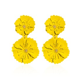 YUNXI Metal Flower Earrings for Women Large Flower Petal Statement Stud Earrings Exaggerated Floral Earrings Boho Earrings Birthday Jewelry Gifts for Women Birthday Jewelry Gifts (Yellow)