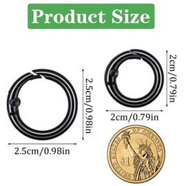 Ouligay 12PCS Metal Spring Round Carabiner Clips 0.98 Inch Small Spring O Rings Clip Keychain Hook Clip for Dog Tag Clips Key Bag Purse Charm Clasps Black