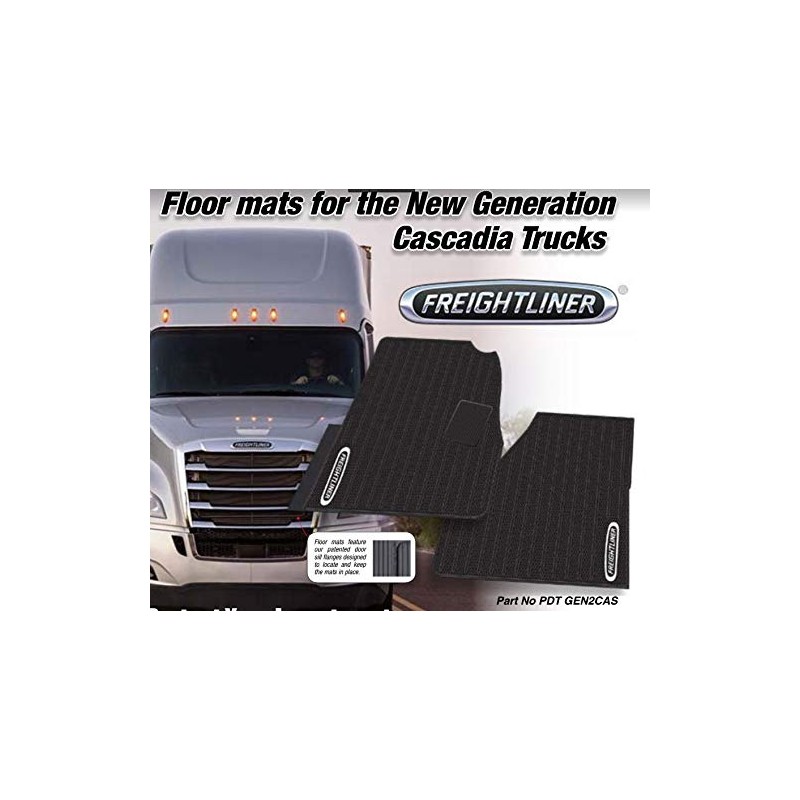 Freightliner Cascadia Rubber All-Weather OEM Floor Mats W/Logo fits 2018-2019