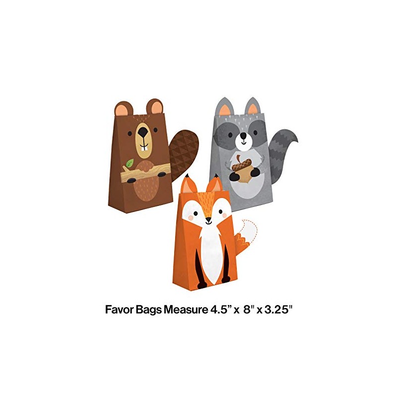 Creative Converting Wild One Woodland Paper Treat Bags, 8 ct,