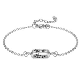STEFWD Pet Cremation Jewelry Stainless Steel Dog/Cat paw Print Tube Memorial Urn Necklace And Bracelet Keepsake Gifts For Ashes For Women (Bracelet)