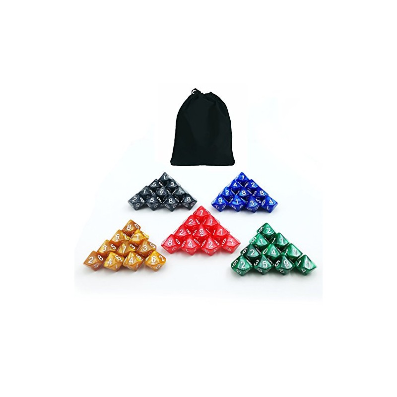 50pcs Assorted D10 Pack, 5X10pcs 10 Sides Dice Marble Polyhedral