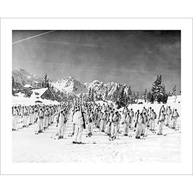 Vintage Ski World 10th Mountain Division Soldiers in Formation Vintage Photo Lodge Decor Wall Art 1940s, Black & White - 8 x 10 in. Available in 2 Sizes and Sepia