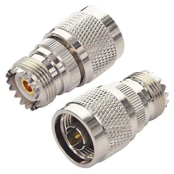 BOOBRIE M Female (MJ) to N Male N Type M Coaxial Connector Converter Adapter 2pcs M Female SO239/PL259/UHF Connector for WI-FI Antenna/Wireless LAN/WiFi Radio Coaxial Extension Cable