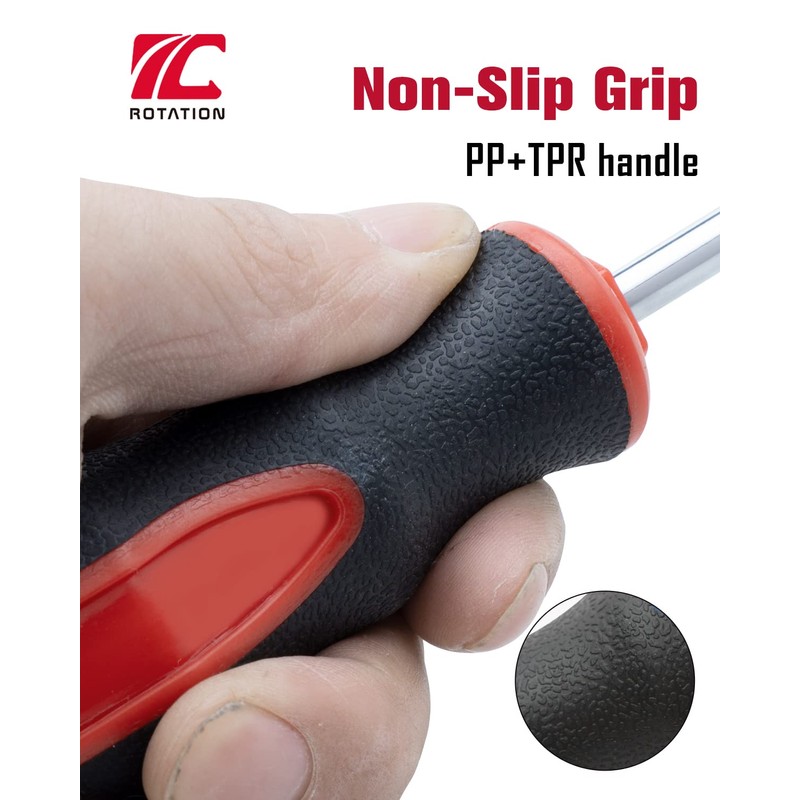 ROTATION 8-Piece Magnetic Screwdrivers Set with red tip, 4 Phillips