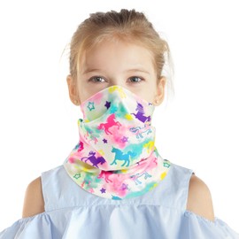 Kids Ski Mask Winter Fleece Neck Gaiter Warmer Kids Face Cover Scarf Windproof Balaclava for 4-10 Years Boys Girls (CA/US, Age, 4 Years, 10 Years, Standard, Tie-Dyed)