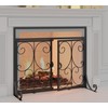 Calidola Large Flat Fireplace Screen with Doors, Wrought Iron Frame