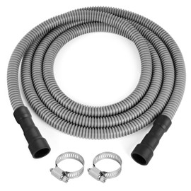 JUWO 10 FT Dishwasher Drain Hose, Corrugated and Flexible Dishwasher Hose Drain Replacement with Clamps, Discharge Hose Fits 5/8", 3/4", 1" Dishwasher End