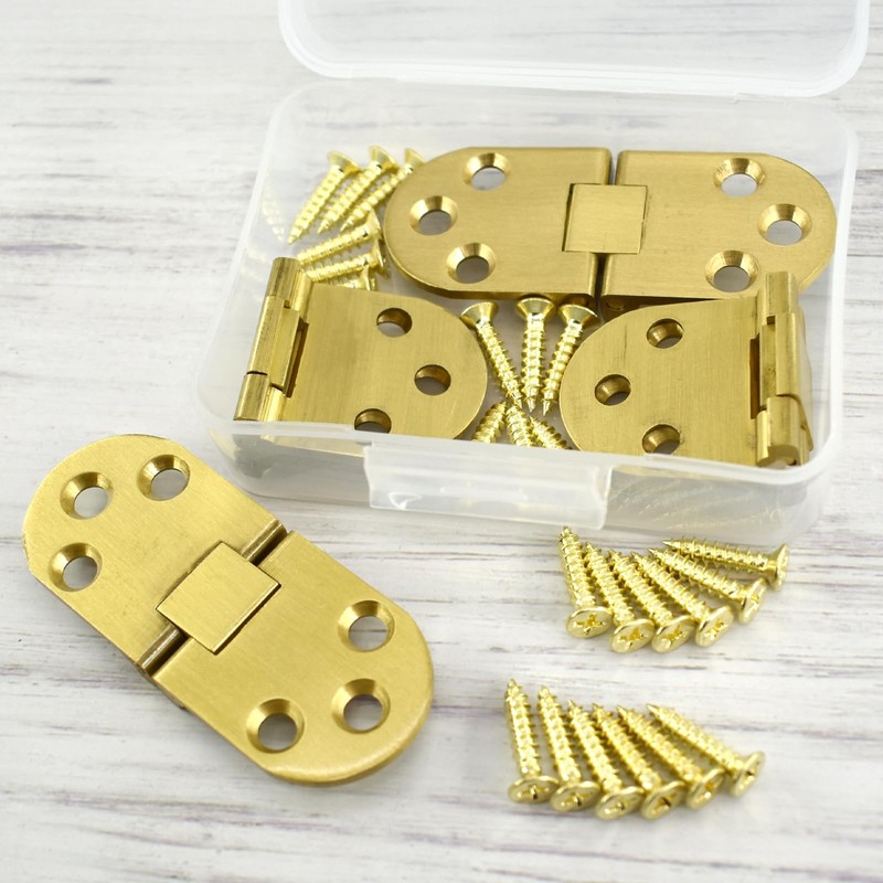 BDS-HOME 4pcs Round Edge Hinge Brass Butler Tray Hinge with