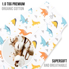 Baby Sleep Sack 1.0 TOG, Organic Cotton Baby Wearable Blanket with Two-Way Zipper, Swaddle Transition Baby Sleeping Bag, All-Season Sleep Sack for Newborn Infant Toddler Boy Girl, 12-18 Months, 1-Pack