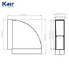 Kair 90 Degree Horizontal Elbow Bend 204mm x 60mm -