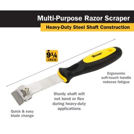 Titan 11030 9-1/4-Inch Multi-Purpose Razor Scraper | Includes 1 Extra Heavy-Duty Razor Blade