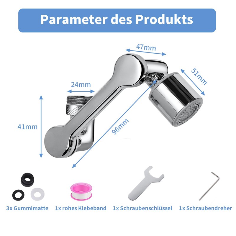 Figarge Bathroom Tap Attachment Rotating Tap Attachment Extension 1440 Swivel
