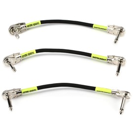 Ernie Ball - Cable de conexión entre pedales, acodado plano/acodado plano, 15,2 cm, 3 unidades, color negro