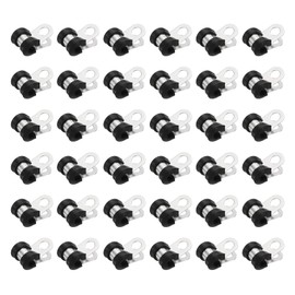 sourcing map 50pcs 304 Stainless Steel Cable Clamps 3/16 Inch Rubber Cushioned Insulated Clamp Metal Loop Pipe Clamp for Tube Pipe Wire Cord Installation